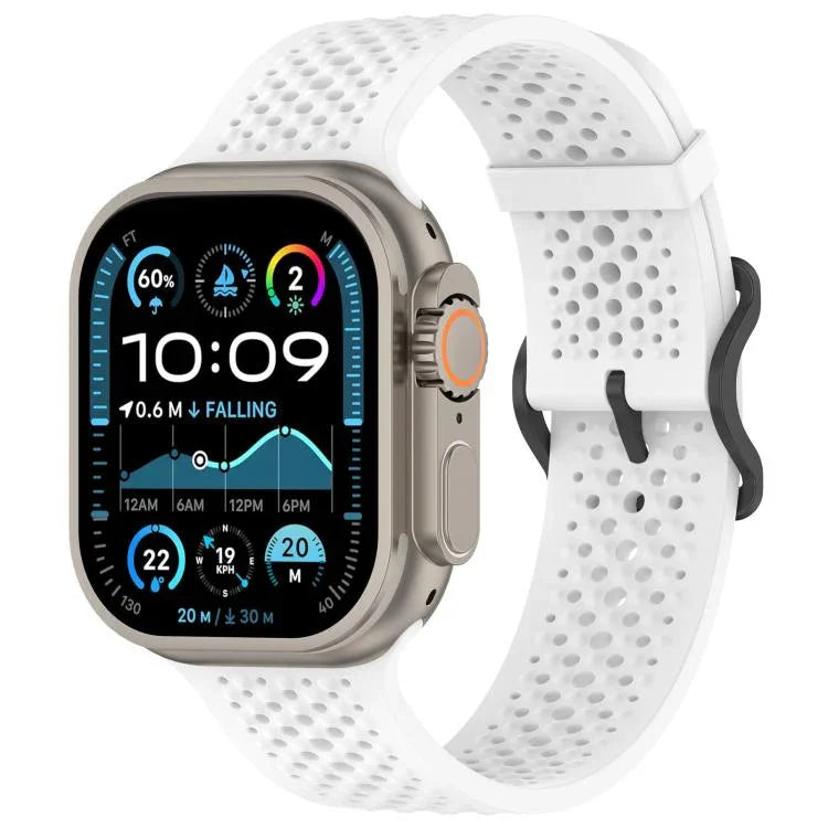 Bracelet de montre en silicone respirant xDfind, compatible avec Apple Watch 42/44/45/46/49 mm et Apple Watch 38/40/41/S10 42 mm.