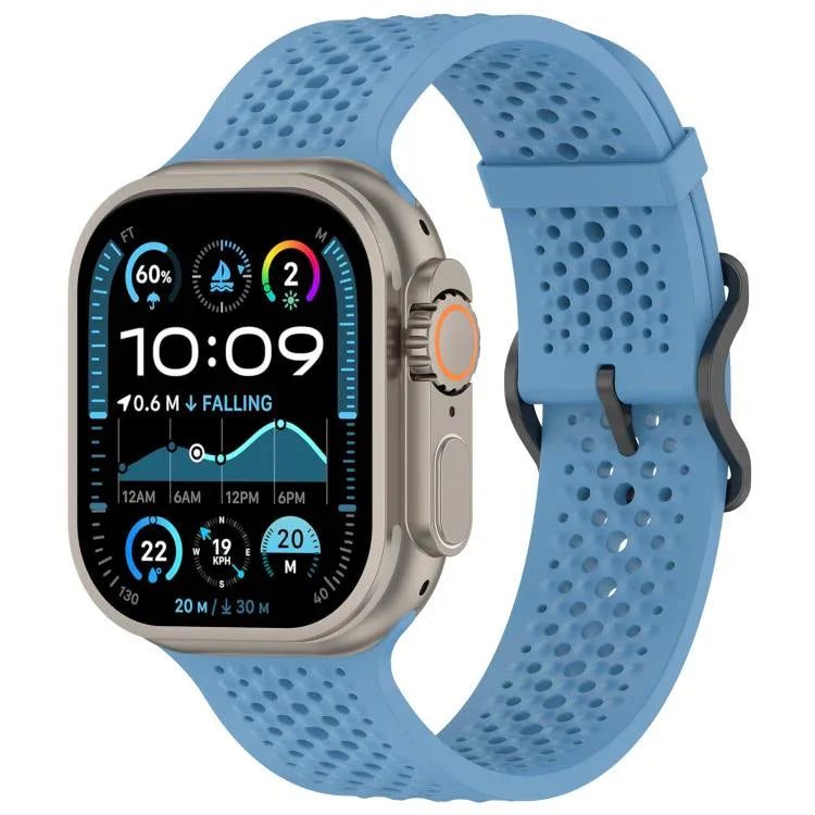 Bracelet de montre en silicone respirant xDfind, compatible avec Apple Watch 42/44/45/46/49 mm et Apple Watch 38/40/41/S10 42 mm.