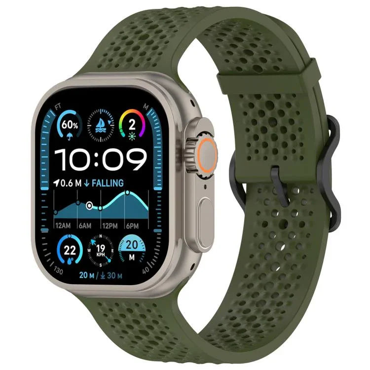 Bracelet de montre en silicone respirant xDfind, compatible avec Apple Watch 42/44/45/46/49 mm et Apple Watch 38/40/41/S10 42 mm.