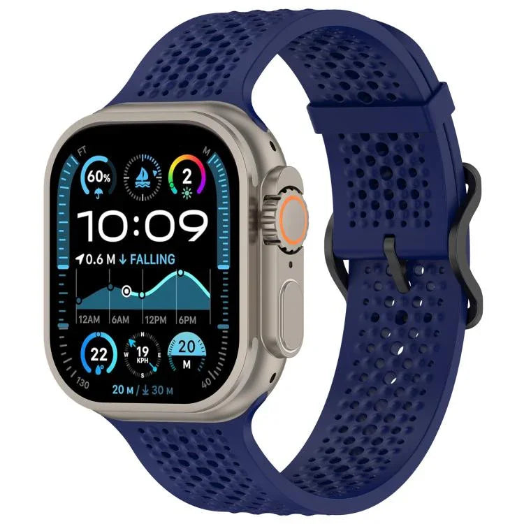 Bracelet de montre en silicone respirant xDfind, compatible avec Apple Watch 42/44/45/46/49 mm et Apple Watch 38/40/41/S10 42 mm.