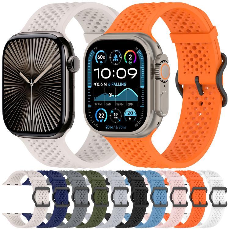 Bracelet de montre en silicone respirant xDfind, compatible avec Apple Watch 42/44/45/46/49 mm et Apple Watch 38/40/41/S10 42 mm.