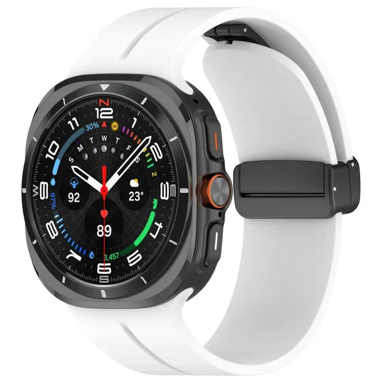 Bracelet de montre en silicone noir pliable à boucle rainurée plate xDfind, pour Samsung Galaxy Watch Ultra / Ultra 2025