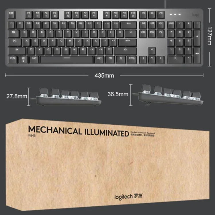 Clavier mécanique filaire Logitech K845 rétroéclairé, longueur de câble : 1,8 m, axe Longhua marron, axe Longhua rouge