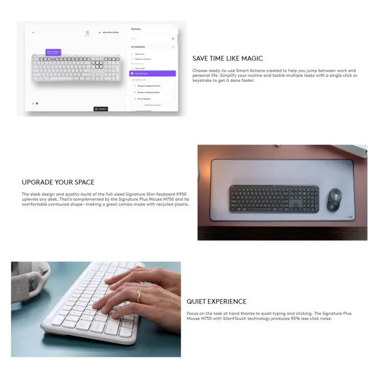 Ensemble clavier et souris sans fil Bluetooth fin Logitech MK950