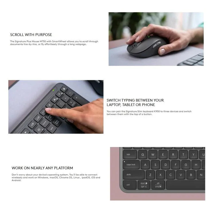 Ensemble clavier et souris sans fil Bluetooth fin Logitech MK950