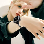 Bracelet de montre xDfind Twist en métal et diamants, compatible avec Apple Watch 42/44/45/46/49 mm et Apple Watch 38/40/41/S10 42 mm.
