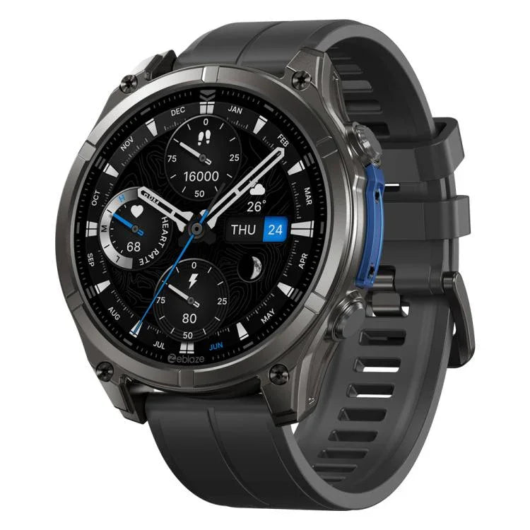 Montre connectée robuste Zeblaze Vibe 8 pour activités de plein air, écran 1,43 pouce, étanche à 5 ATM et IP69K, lampe torche intégrée