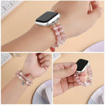 Bracelet de montre à perles en pierre œil de chat, compatible avec Apple Watch 46 mm / 49 mm / 45 mm / 44 mm et Apple Watch 42 mm / 41 mm / 40 mm / 38 mm