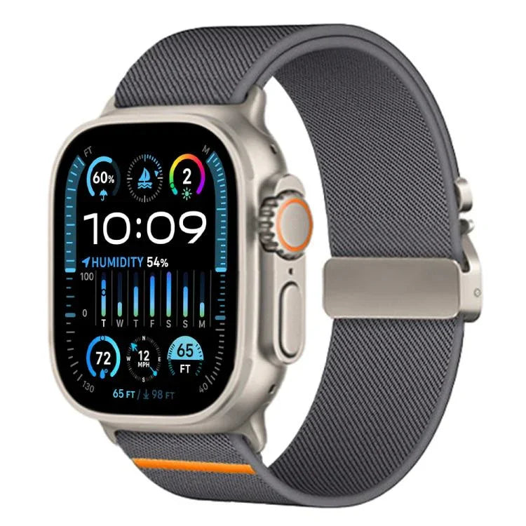 Bracelet de montre extensible en nylon avec boucle parachute xDfind, compatible avec Apple Watch 42/44/45/46/49 mm et Apple Watch 38/40/41/S10 42 mm.