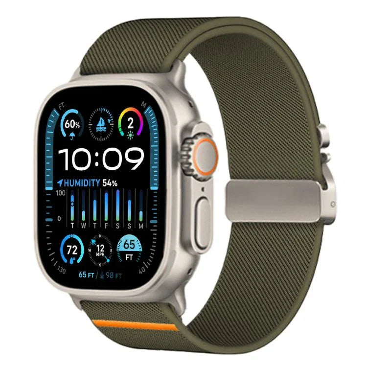 Bracelet de montre extensible en nylon avec boucle parachute xDfind, compatible avec Apple Watch 42/44/45/46/49 mm et Apple Watch 38/40/41/S10 42 mm.
