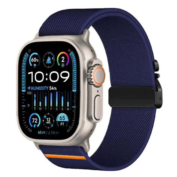 Bracelet de montre extensible en nylon avec boucle parachute xDfind, compatible avec Apple Watch 42/44/45/46/49 mm et Apple Watch 38/40/41/S10 42 mm.