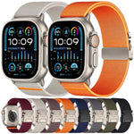 Bracelet de montre extensible en nylon avec boucle parachute xDfind, compatible avec Apple Watch 42/44/45/46/49 mm et Apple Watch 38/40/41/S10 42 mm.