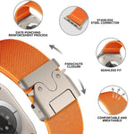Bracelet de montre extensible en nylon avec boucle parachute xDfind, compatible avec Apple Watch 42/44/45/46/49 mm et Apple Watch 38/40/41/S10 42 mm.