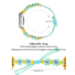 Bracelet de montre à cordon en corde de chanvre tressée à fleurs, compatible avec Apple Watch 46 mm / 49 mm / 45 mm / 44 mm et Apple Watch 42 mm / 41 mm / 40 mm / 38 mm.