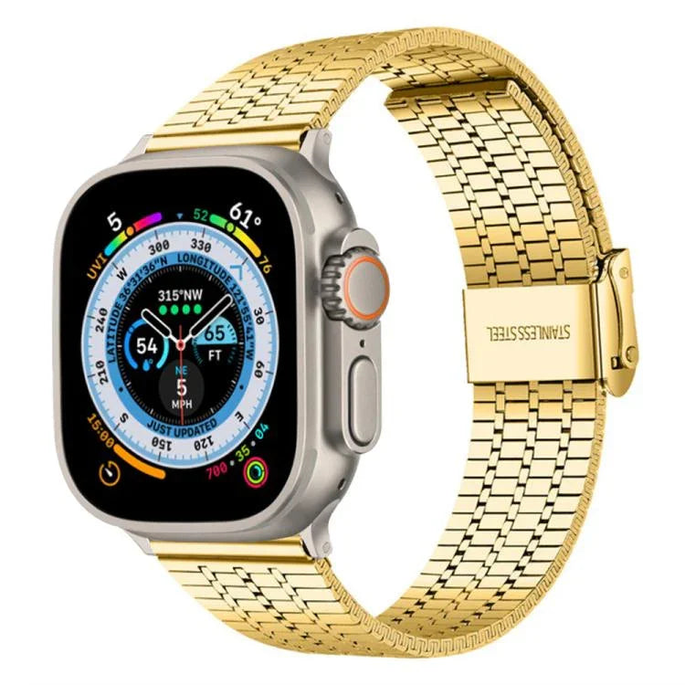 Bracelet de montre xDfind à sept perles en acier inoxydable, compatible avec Apple Watch 42/44/45/46/49 mm et Apple Watch 38/40/41/S10 42 mm.
