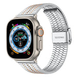 Bracelet de montre xDfind à sept perles en acier inoxydable, compatible avec Apple Watch 42/44/45/46/49 mm et Apple Watch 38/40/41/S10 42 mm.