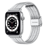 Bracelet de montre xDfind à sept perles en acier inoxydable, compatible avec Apple Watch 42/44/45/46/49 mm et Apple Watch 38/40/41/S10 42 mm.