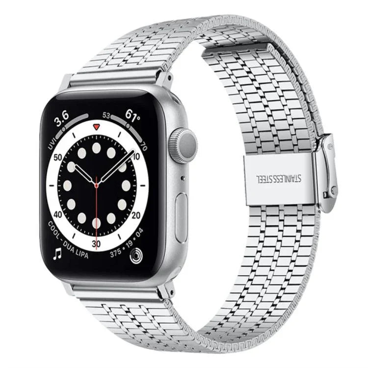 Bracelet de montre xDfind à sept perles en acier inoxydable, compatible avec Apple Watch 42/44/45/46/49 mm et Apple Watch 38/40/41/S10 42 mm.