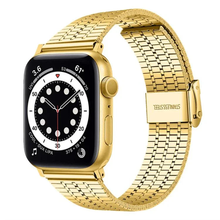 Bracelet de montre xDfind à sept perles en acier inoxydable, compatible avec Apple Watch 42/44/45/46/49 mm et Apple Watch 38/40/41/S10 42 mm.
