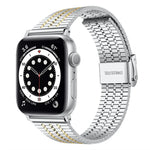 Bracelet de montre xDfind à sept perles en acier inoxydable, compatible avec Apple Watch 42/44/45/46/49 mm et Apple Watch 38/40/41/S10 42 mm.