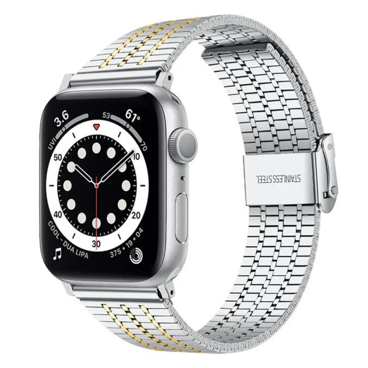 Bracelet de montre xDfind à sept perles en acier inoxydable, compatible avec Apple Watch 42/44/45/46/49 mm et Apple Watch 38/40/41/S10 42 mm.