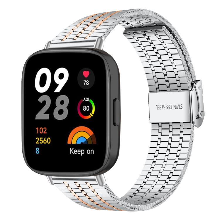 xDfind Seven Beads Buckle Stainless Steel Watch Band, For Xiaomi Band 10 Pro/9 Pro/Redmi Watch 6/5/4, For Redmi Watch 3 Active / Watch 3 Lite, For Redmi Watch 3