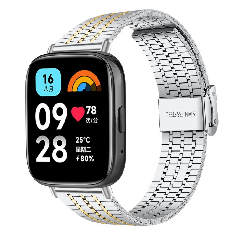 xDfind Seven Beads Buckle Stainless Steel Watch Band, For Xiaomi Band 10 Pro/9 Pro/Redmi Watch 6/5/4, For Redmi Watch 3 Active / Watch 3 Lite, For Redmi Watch 3