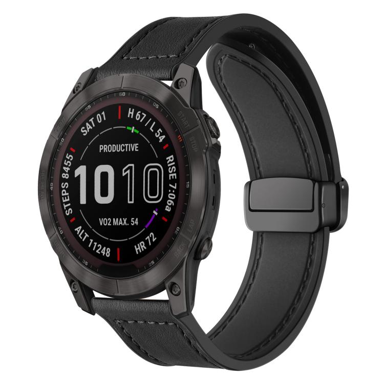 xDfind Crazy Horse Pattern Silicone Skin Magnetic Buckle Watch Band, For Garmin Fenix 8 / 7X / 6X / 5X 26mm, For Garmin Fenix 8 / 7 / 6 / 5 22mm