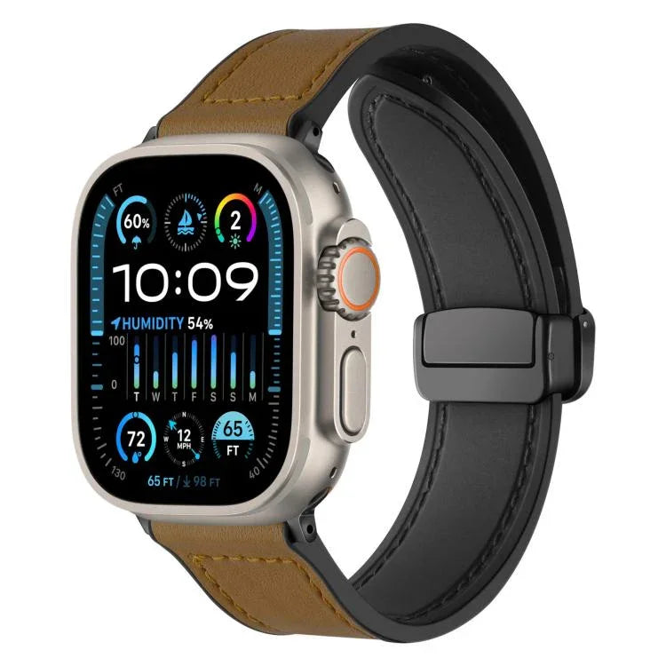 Bracelet de montre xDfind en silicone à motif Crazy Horse avec boucle magnétique, compatible avec Apple Watch 42/44/45/46/49 mm et Apple Watch 38/40/41/S10 42 mm.