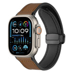 Bracelet de montre xDfind en silicone à motif Crazy Horse avec boucle magnétique, compatible avec Apple Watch 42/44/45/46/49 mm et Apple Watch 38/40/41/S10 42 mm.