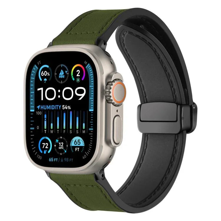 Bracelet de montre xDfind en silicone à motif Crazy Horse avec boucle magnétique, compatible avec Apple Watch 42/44/45/46/49 mm et Apple Watch 38/40/41/S10 42 mm.