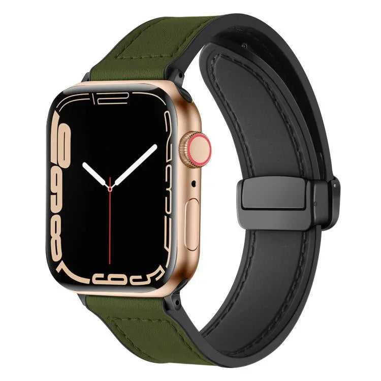 Bracelet de montre xDfind en silicone à motif Crazy Horse avec boucle magnétique, compatible avec Apple Watch 42/44/45/46/49 mm et Apple Watch 38/40/41/S10 42 mm.