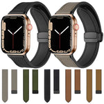 Bracelet de montre xDfind en silicone à motif Crazy Horse avec boucle magnétique, compatible avec Apple Watch 42/44/45/46/49 mm et Apple Watch 38/40/41/S10 42 mm.