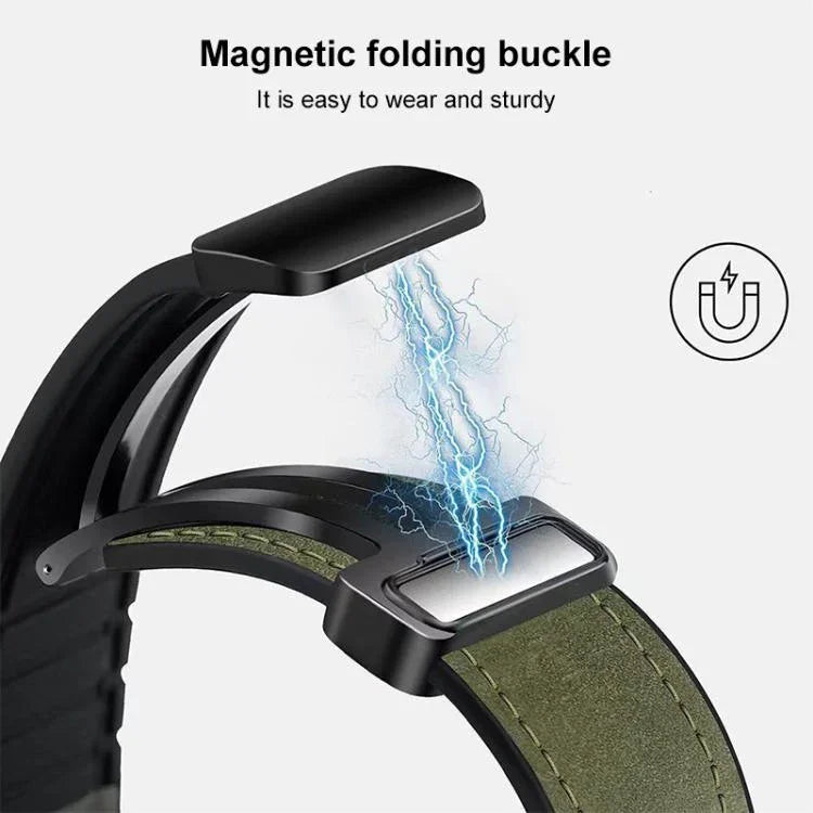 Bracelet de montre xDfind en silicone à motif Crazy Horse avec boucle magnétique, compatible avec Apple Watch 42/44/45/46/49 mm et Apple Watch 38/40/41/S10 42 mm.