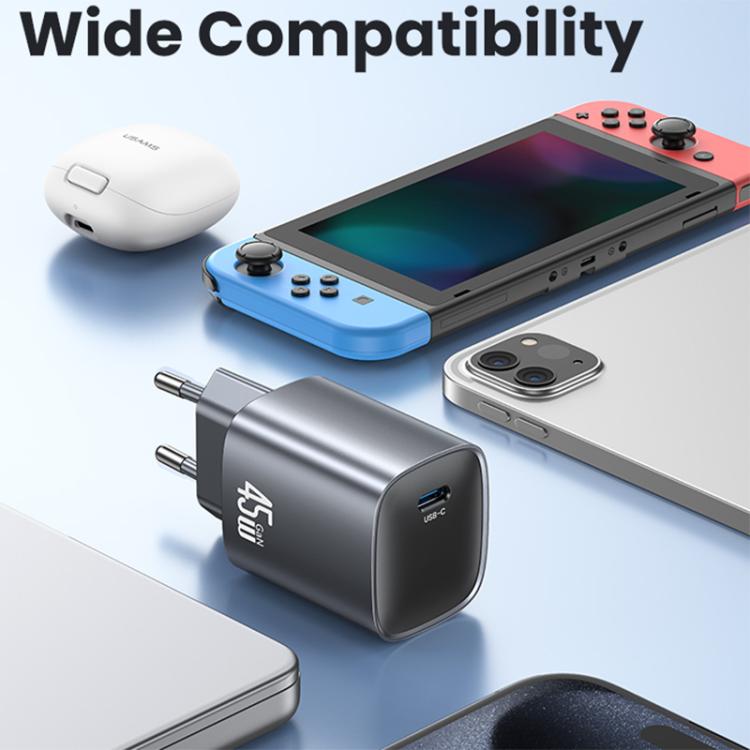 USAMS CC323 T66 45W USB-C / Type-C GaN Fast Charger, EU Plug, CC323