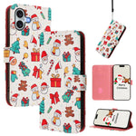 Étui de téléphone en cuir à boucle de la série Noël avec dragonne, Pour iPhone 17e / 16e, Pour iPhone 17 Pro Max, Pour iPhone 17 Pro, Pour iPhone 17, Pour iPhone Air, Pour iPhone 16 Pro Max, Pour iPhone 16 Pro, Pour iPhone 16 Plus