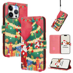 Étui de téléphone en cuir à boucle de la série Noël avec dragonne, Pour iPhone 17e / 16e, Pour iPhone 17 Pro Max, Pour iPhone 17 Pro, Pour iPhone 17, Pour iPhone Air, Pour iPhone 16 Pro Max, Pour iPhone 16 Pro, Pour iPhone 16 Plus