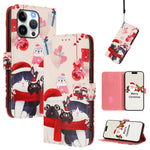 Étui de téléphone en cuir à boucle de la série Noël avec dragonne, Pour iPhone 17e / 16e, Pour iPhone 17 Pro Max, Pour iPhone 17 Pro, Pour iPhone 17, Pour iPhone Air, Pour iPhone 16 Pro Max, Pour iPhone 16 Pro, Pour iPhone 16 Plus