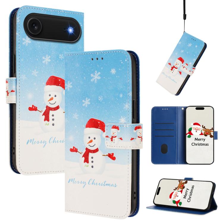 Étui de téléphone en cuir à boucle de la série Noël avec dragonne, Pour iPhone 17e / 16e, Pour iPhone 17 Pro Max, Pour iPhone 17 Pro, Pour iPhone 17, Pour iPhone Air, Pour iPhone 16 Pro Max, Pour iPhone 16 Pro, Pour iPhone 16 Plus