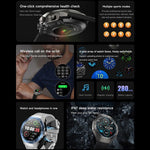 F38 Dual-ear Bluetooth Earphone Smart Watch IP67 Supports Heart Rate Monitoring, Silicone, Leather, Steel