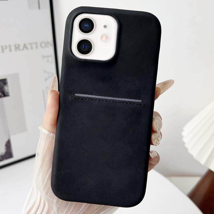 Coque de téléphone en peau de mouton avec fente pour cartes, effet peau naturelle, pour iPhone 12 / 12 Pro, pour iPhone 12 Pro Max
