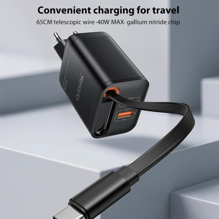 Chargeur rapide Yesido YC99 40W avec câble télescopique Type-C, YC99