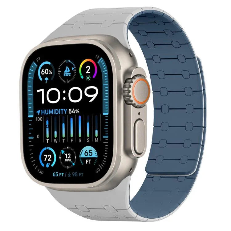 Bracelet de montre magnétique en silicone xDfind, couleurs contrastées, pour Apple Watch 42/44/45/46/49 mm et Apple Watch 38/40/41/S10 42 mm