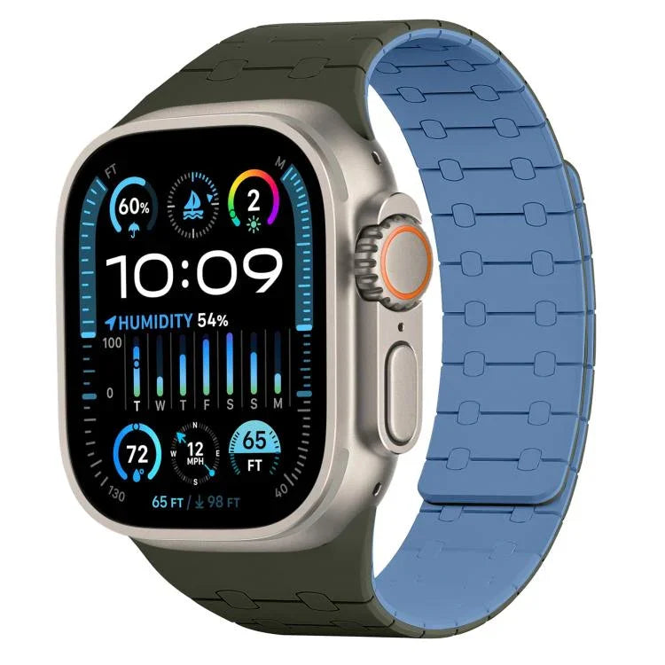 Bracelet de montre magnétique en silicone xDfind, couleurs contrastées, pour Apple Watch 42/44/45/46/49 mm et Apple Watch 38/40/41/S10 42 mm