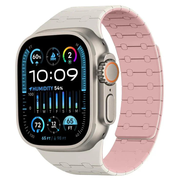 Bracelet de montre magnétique en silicone xDfind, couleurs contrastées, pour Apple Watch 42/44/45/46/49 mm et Apple Watch 38/40/41/S10 42 mm