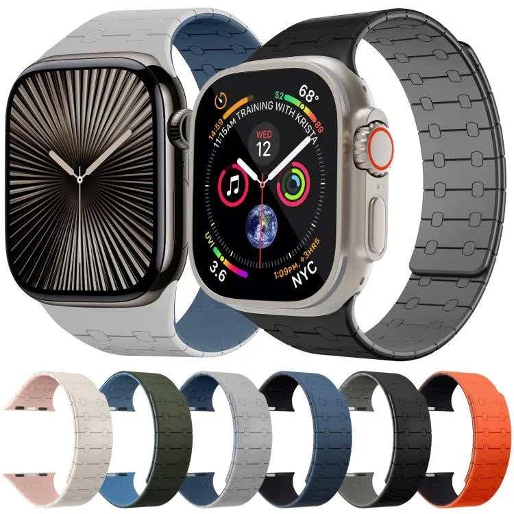 Bracelet de montre magnétique en silicone xDfind, couleurs contrastées, pour Apple Watch 42/44/45/46/49 mm et Apple Watch 38/40/41/S10 42 mm
