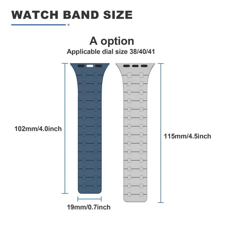 Bracelet de montre magnétique en silicone xDfind, couleurs contrastées, pour Apple Watch 42/44/45/46/49 mm et Apple Watch 38/40/41/S10 42 mm
