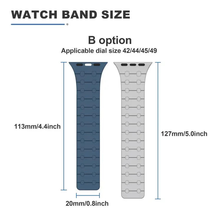 Bracelet de montre magnétique en silicone xDfind, couleurs contrastées, pour Apple Watch 42/44/45/46/49 mm et Apple Watch 38/40/41/S10 42 mm