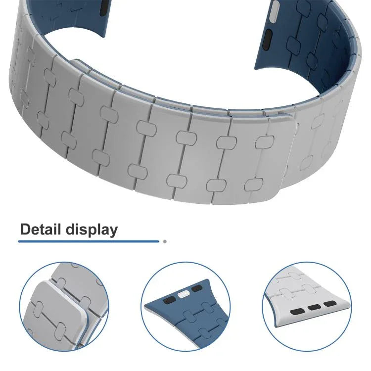 Bracelet de montre magnétique en silicone xDfind, couleurs contrastées, pour Apple Watch 42/44/45/46/49 mm et Apple Watch 38/40/41/S10 42 mm