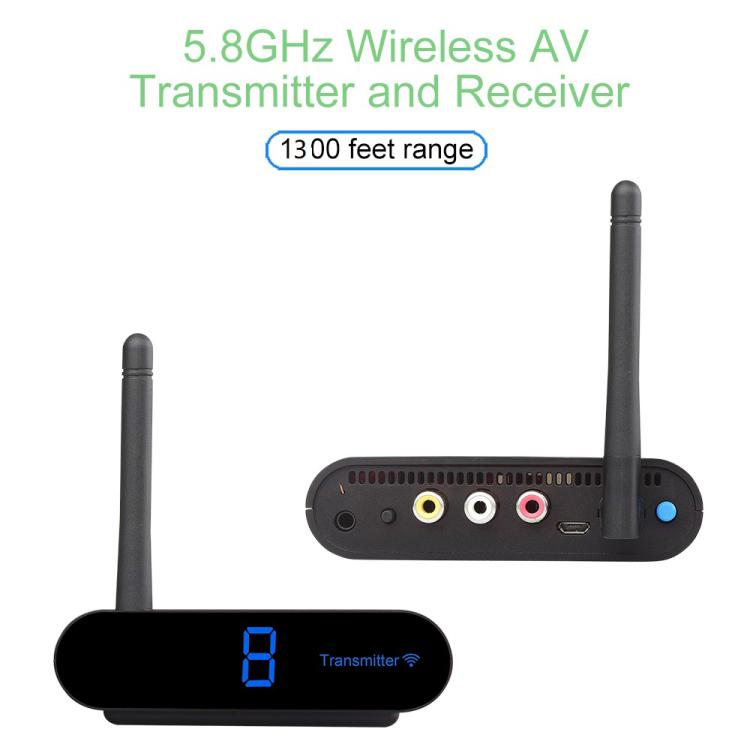 Measy AV540 Émetteur et récepteur audio/vidéo sans fil 5,8 GHz avec fonction de retour infrarouge, distance : 400 m, AV540 Noir